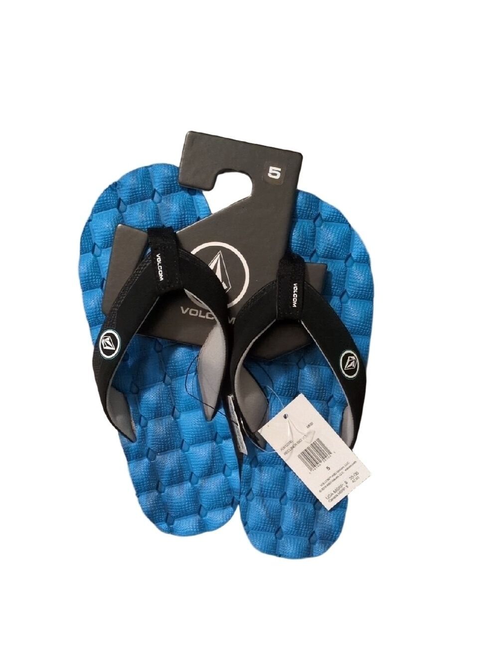 Volcom Blue Black Recliner Flip Flops Size 5